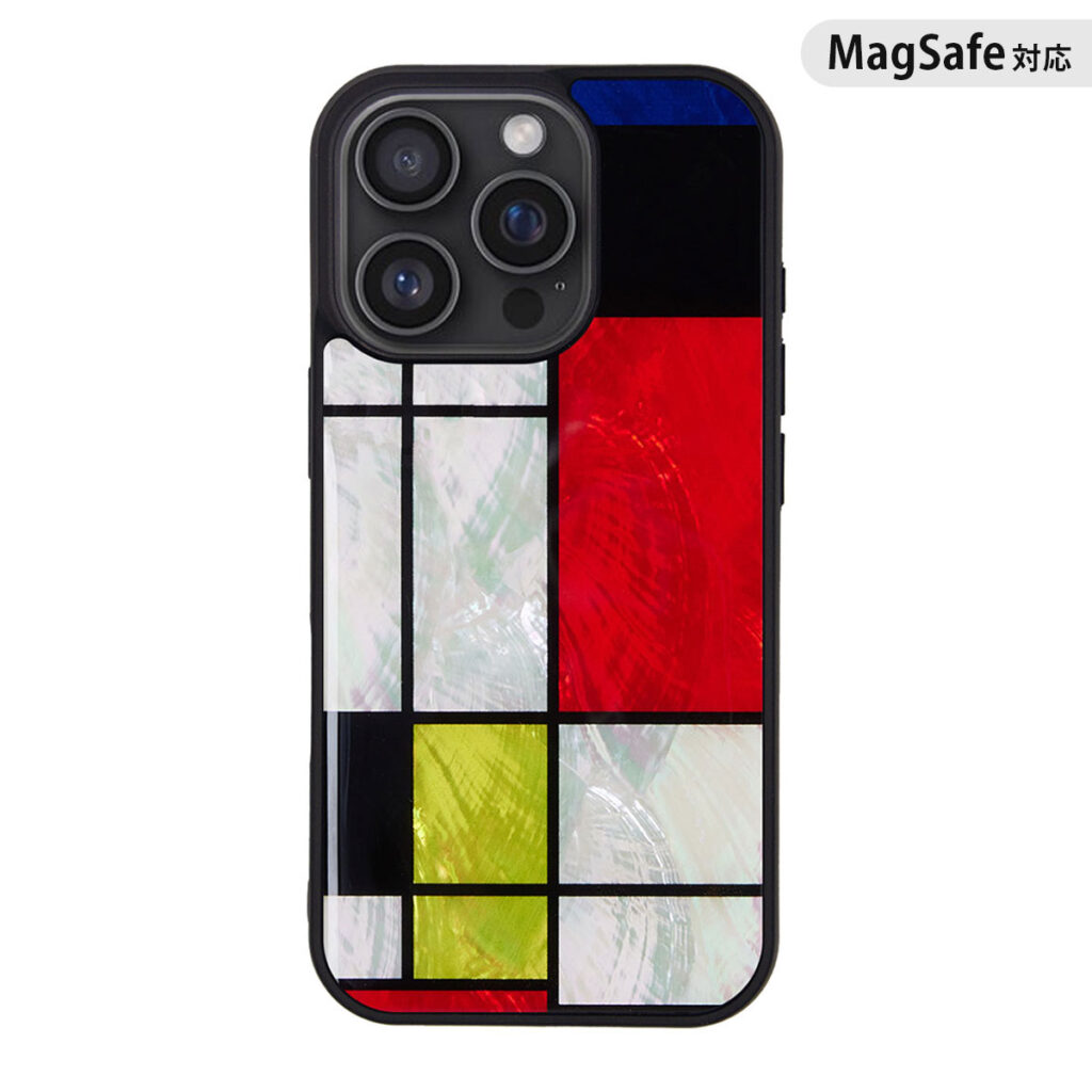 MagSafe対応 天然貝ケース Mondrian（モンドリアン）【iPhone 16 / 16 Pro】