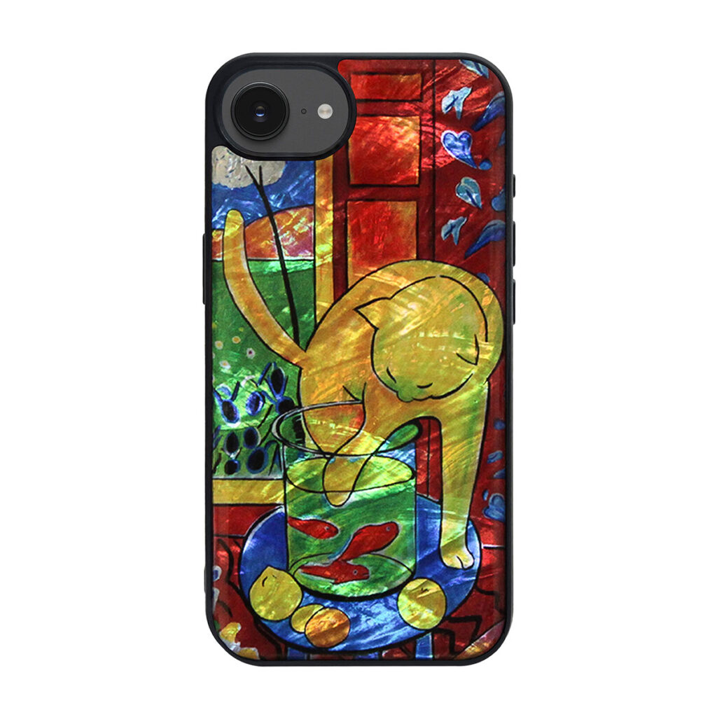 天然貝ケース 魚と猫【iPhone 16e】