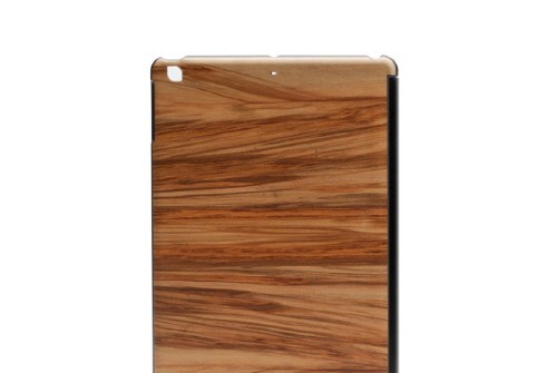 【iPad Air】 Real wood case Genuine Cappuccino（リアルウッドケース ジェニュイン カプチーノ)ブラックフレーム カバー付き