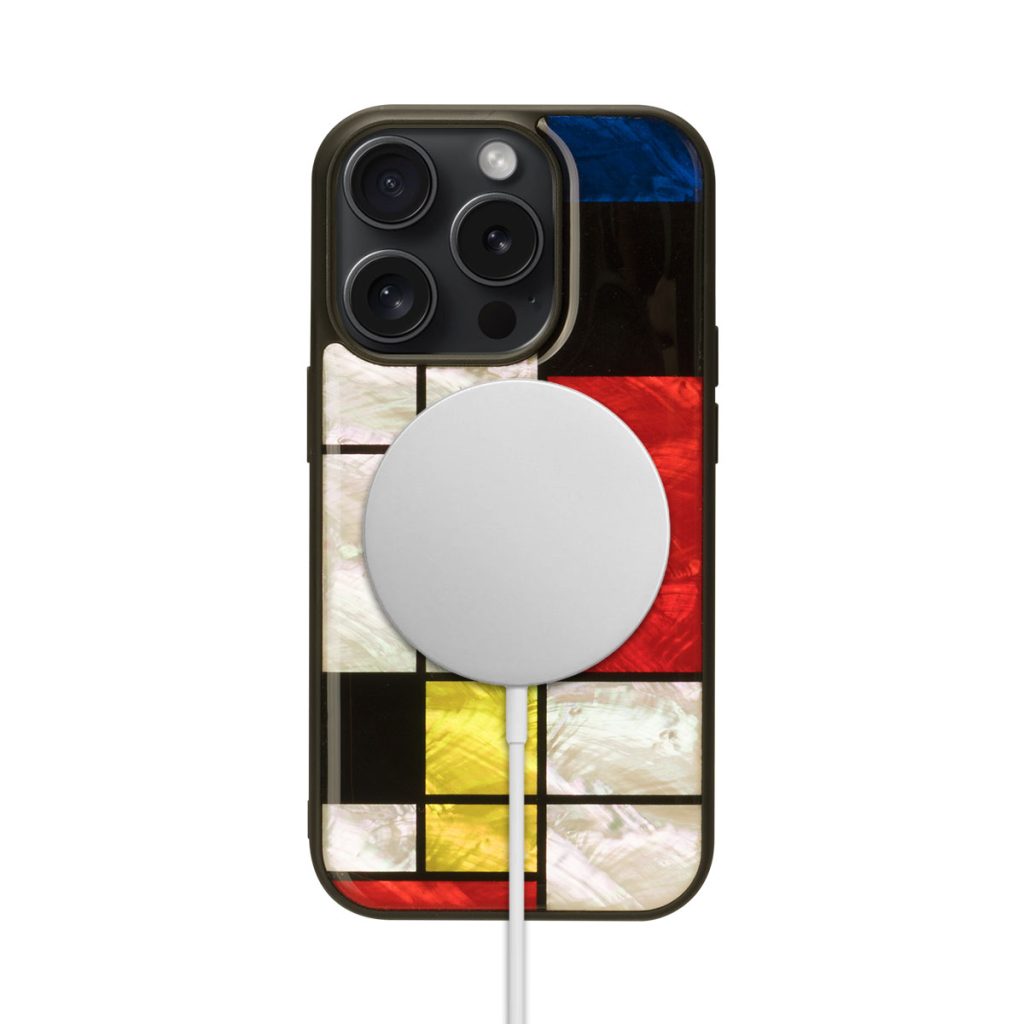 MagSafe対応 天然貝ケース Mondrian【iPhone 15 / 15 Pro】
