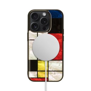 MagSafe対応 天然貝ケース Mondrian【iPhone 15 / 15 Pro】